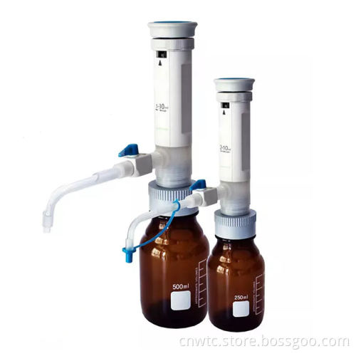 Adjustable Liquid Dispenser with Laboratory Bottle Top Screwcap Fitting for 2-10ml Volume